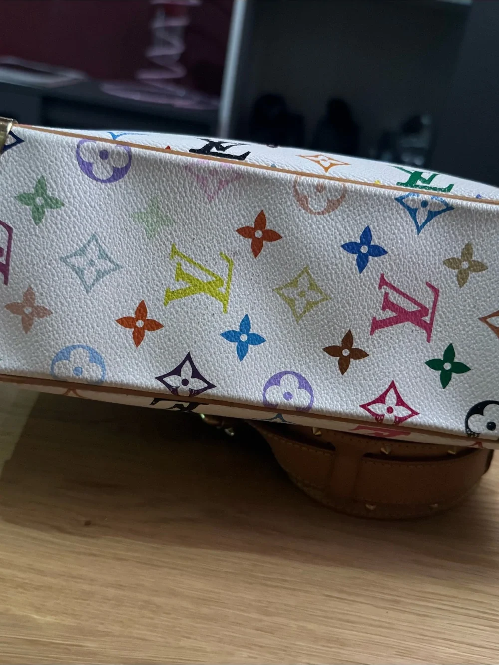 Louis Vuitton Multicolor Murakami Monogram White Canvas Shoulder Bag